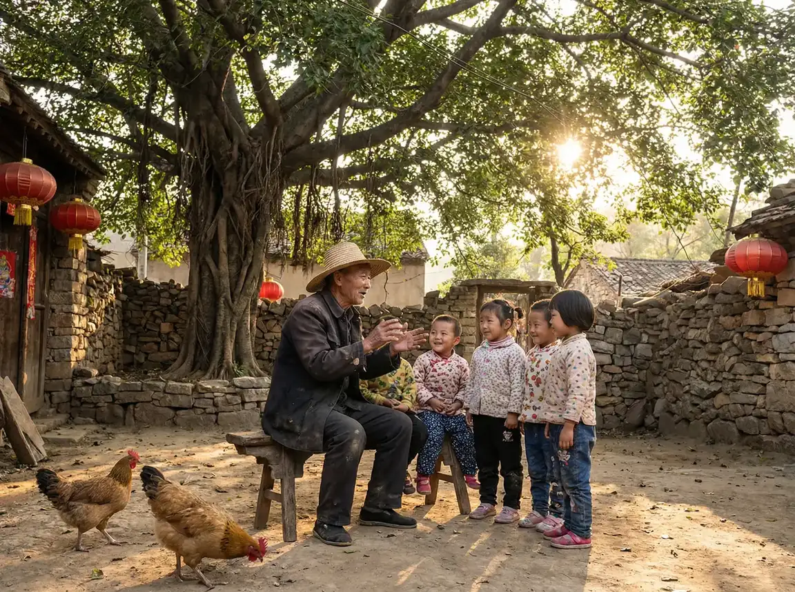 老人在大榕树下给孩子们讲故事 - 灵魂摆渡第三季百度云 乡村记忆